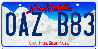 SD license plate 0AZB83