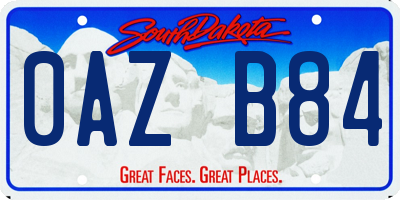 SD license plate 0AZB84