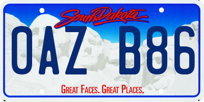 SD license plate 0AZB86