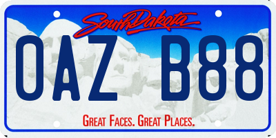 SD license plate 0AZB88