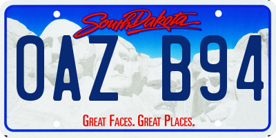 SD license plate 0AZB94