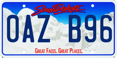 SD license plate 0AZB96