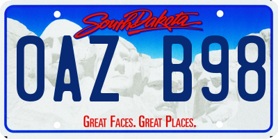 SD license plate 0AZB98