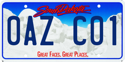 SD license plate 0AZC01