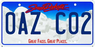 SD license plate 0AZC02