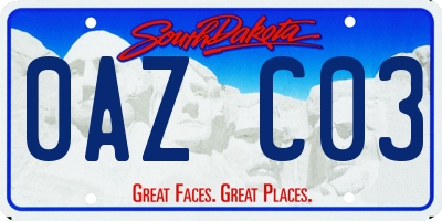 SD license plate 0AZC03