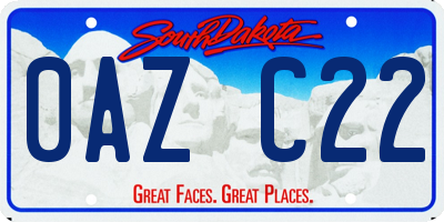 SD license plate 0AZC22