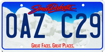 SD license plate 0AZC29