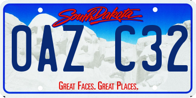 SD license plate 0AZC32