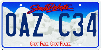 SD license plate 0AZC34