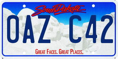 SD license plate 0AZC42