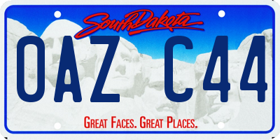 SD license plate 0AZC44