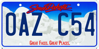 SD license plate 0AZC54