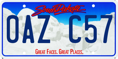 SD license plate 0AZC57
