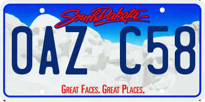 SD license plate 0AZC58