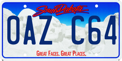 SD license plate 0AZC64