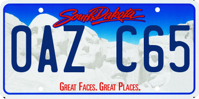 SD license plate 0AZC65