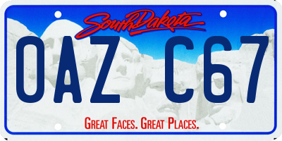 SD license plate 0AZC67