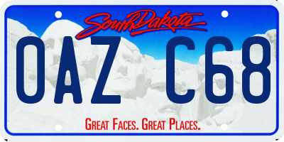 SD license plate 0AZC68