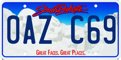 SD license plate 0AZC69