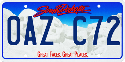 SD license plate 0AZC72