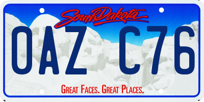 SD license plate 0AZC76