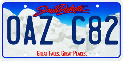 SD license plate 0AZC82