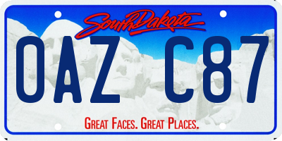 SD license plate 0AZC87