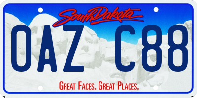 SD license plate 0AZC88