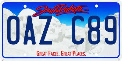 SD license plate 0AZC89