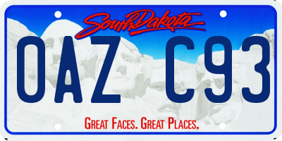 SD license plate 0AZC93