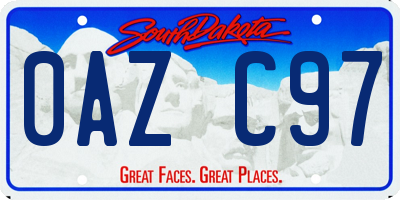 SD license plate 0AZC97