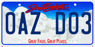SD license plate 0AZD03