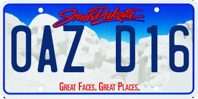 SD license plate 0AZD16