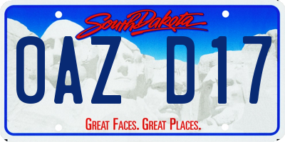 SD license plate 0AZD17