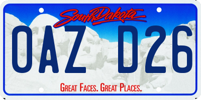 SD license plate 0AZD26
