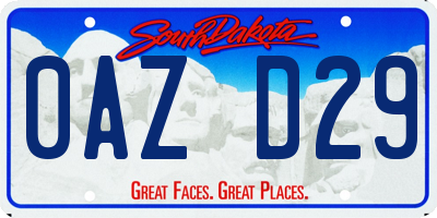 SD license plate 0AZD29