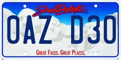 SD license plate 0AZD30
