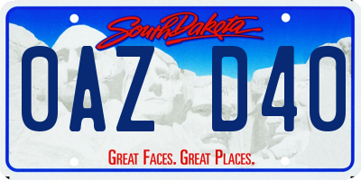 SD license plate 0AZD40