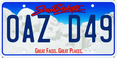 SD license plate 0AZD49