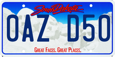 SD license plate 0AZD50