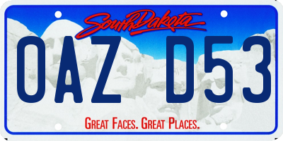 SD license plate 0AZD53