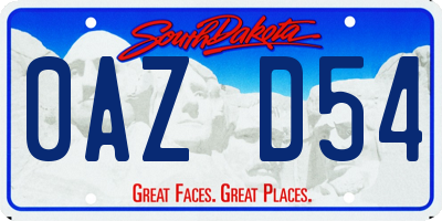 SD license plate 0AZD54
