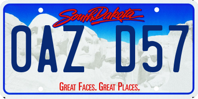 SD license plate 0AZD57