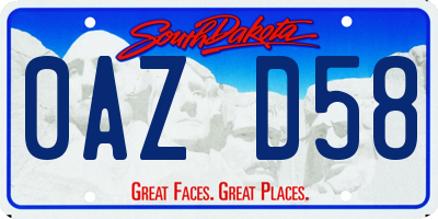 SD license plate 0AZD58