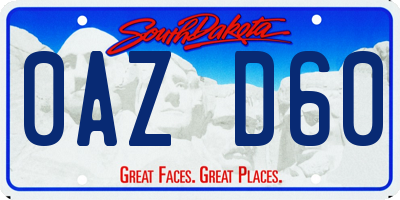 SD license plate 0AZD60