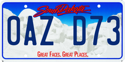 SD license plate 0AZD73