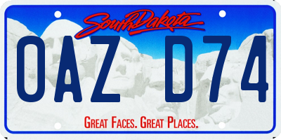 SD license plate 0AZD74