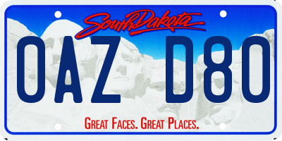 SD license plate 0AZD80