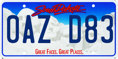 SD license plate 0AZD83